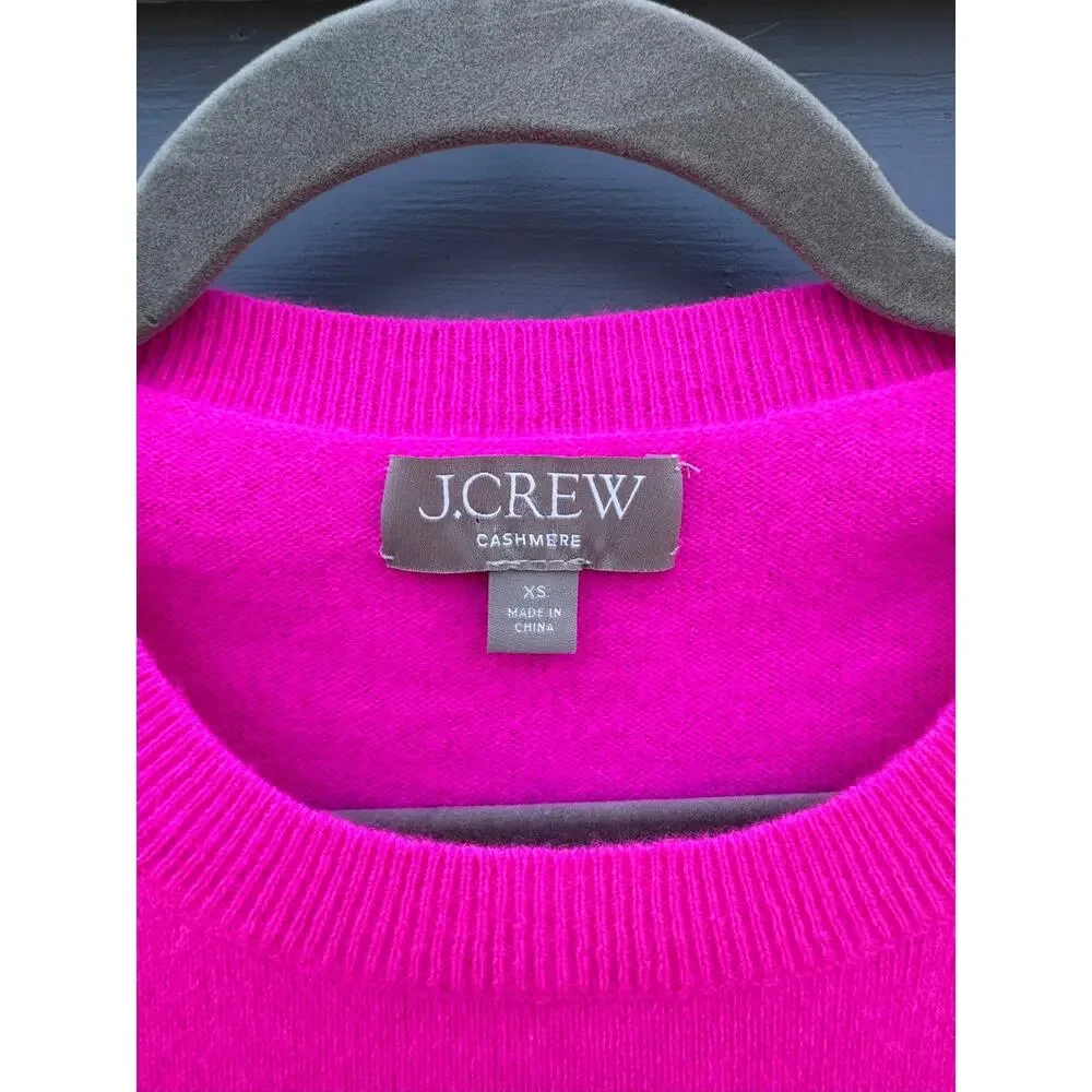 J.CREW Cashmere shrunken T-shirt Wild Peony Hot Pink XS - Picture 3 of 4